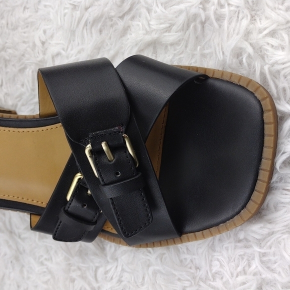 G.H. Bass & Co. Penelope Black Open Toe Ankle Strap Block High Heel Sandal Shoe - Picture 11 of 15